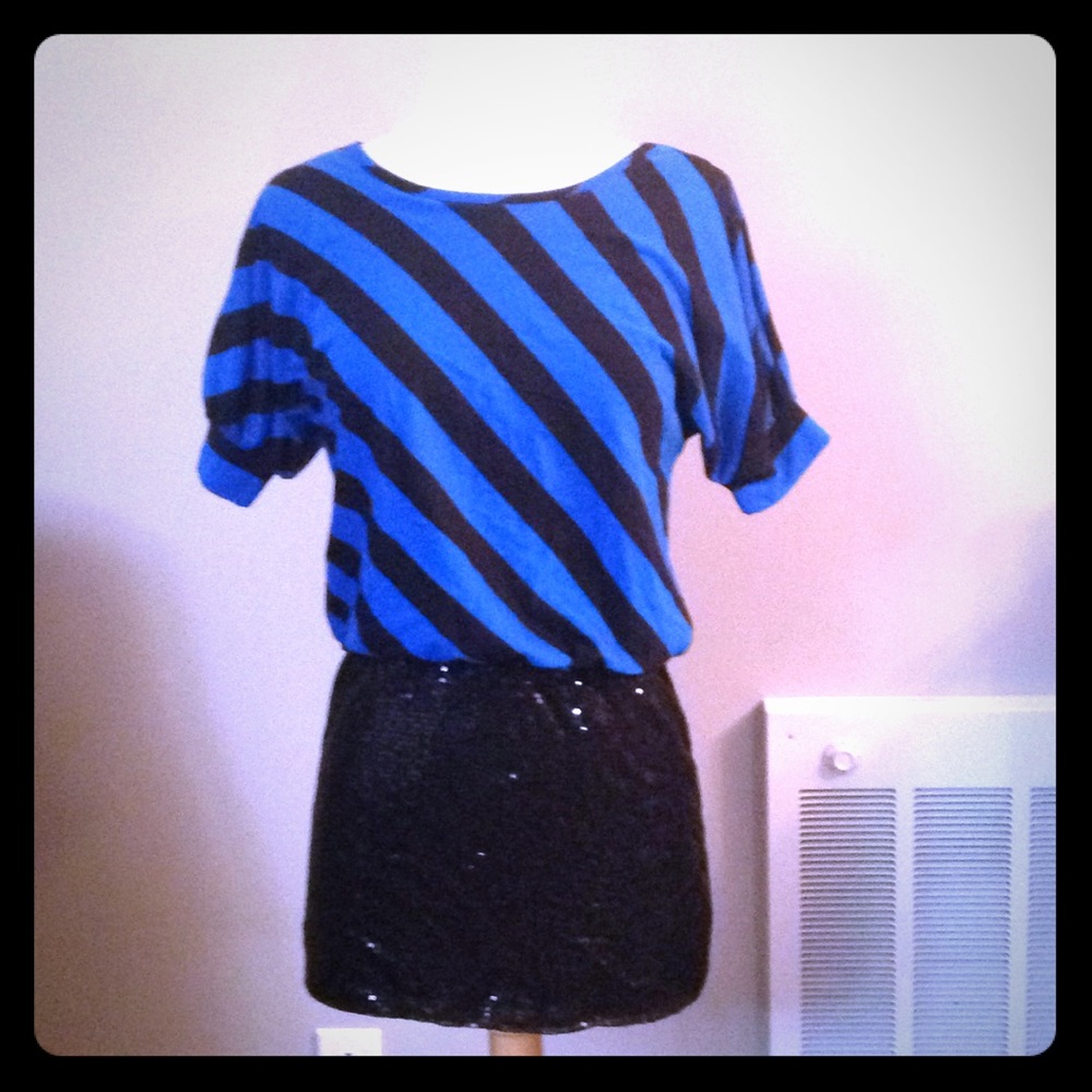Blue and black dress